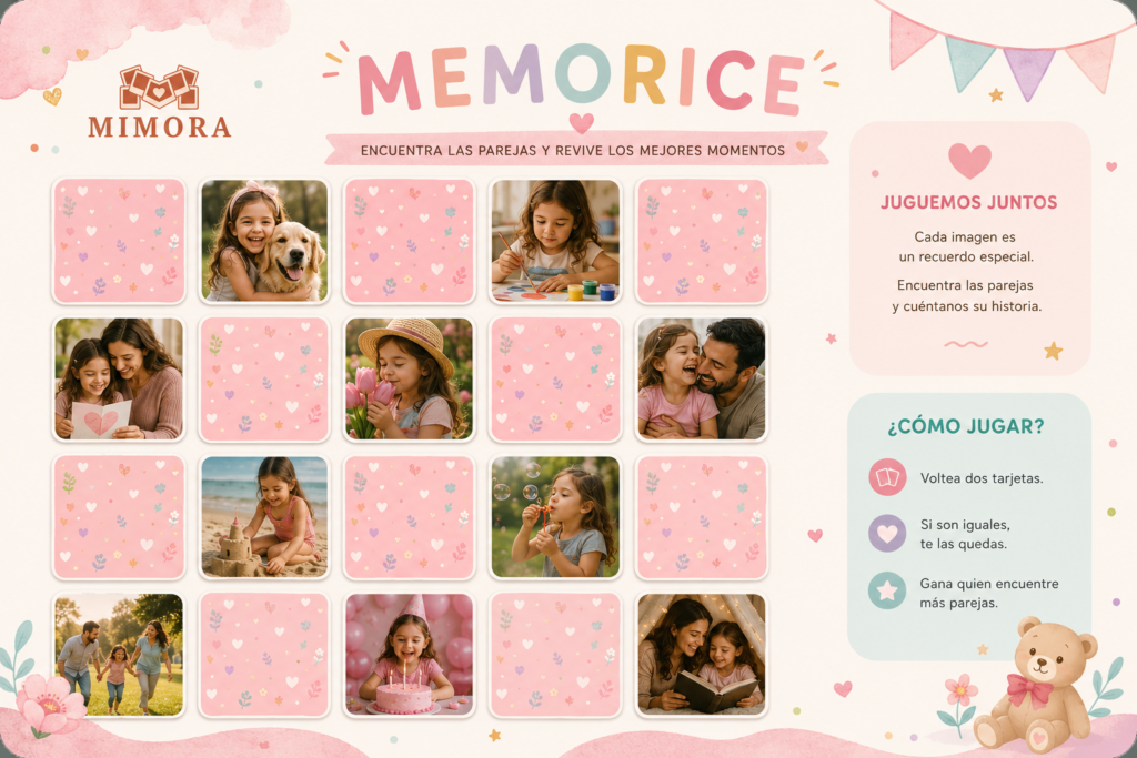 Portada y páginas interiores del libro para colorear personalizado Pinta Recuerdos de Mimora