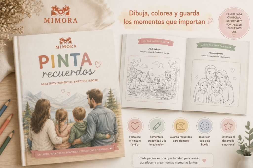 Páginas interiores del libro para colorear personalizado Pinta Recuerdos de Mimora
